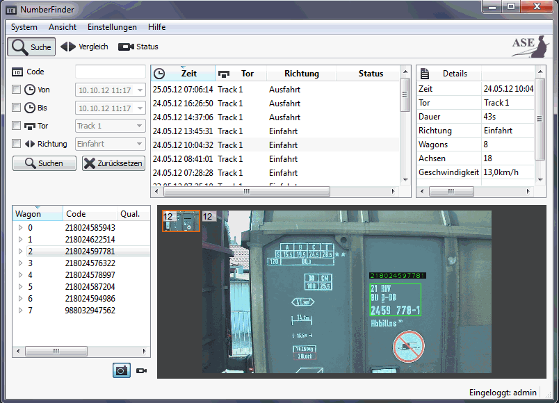 ASE GmbH - OCR-Gates Numbercheck Videotor